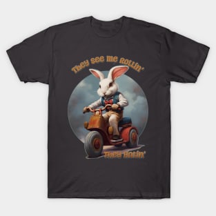 They See Me Rollin',  They Hatin' Funny Retro Bunny T-Shirt